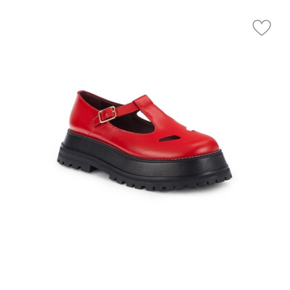 Burberry Aldwych Chunky Lug Sole Mary Jane Platform Loafer Cherry Red Size 40 - Picture 2 of 16